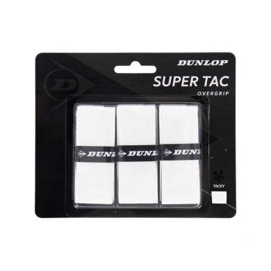 Dunlop Overgrip Super Tac 0.5mm - ekstremalny chwyt, pochłaniający wilgoć - biały - 3 sztuki